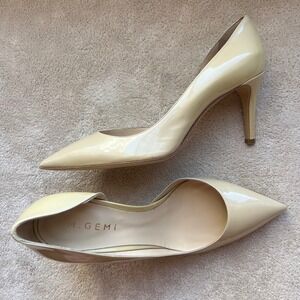 M. Gemi Women 7.5 EU 38 Nude Patent Leather Pointed Toe D'Orsay Pump Heel Italy